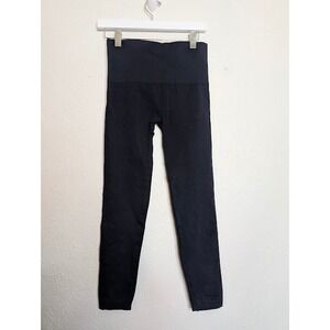 Spanx Womens Size Large Compression Navy Blue Leggings Minimal Stretch Shaping